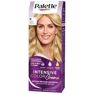 PALETTE | Βαφή Μαλλιών Intensive Color 9 Ξανθό Πολύ Ανοιχτό 1 Τεμάχιο
