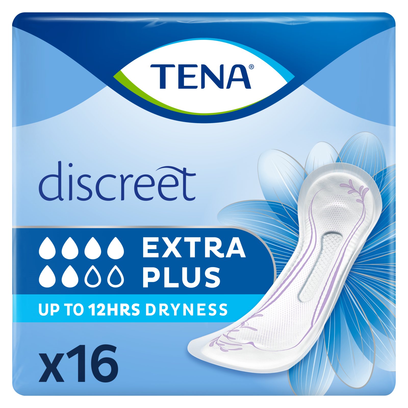 TENA Σερβιέτες Ακράτειας Discreet Extra Plus 16 Τεμάχια
