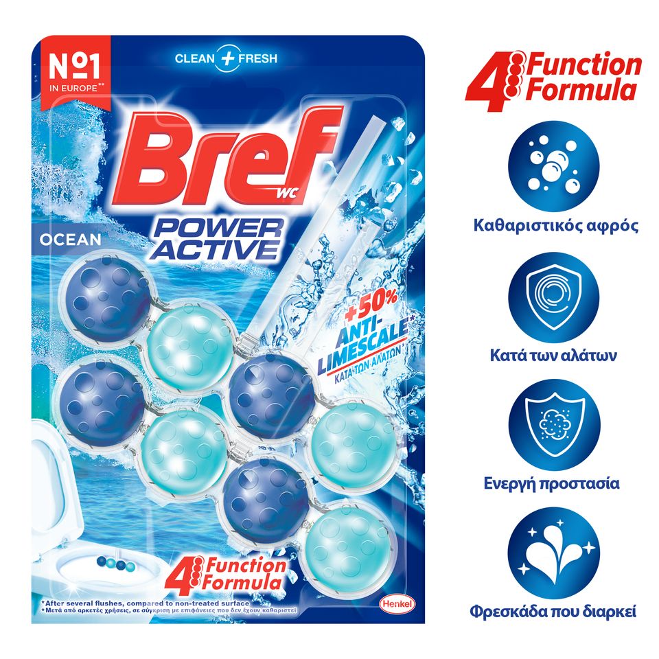 BREF Μπλοκ Τουαλέτας WC Power Activ Ocean Breeze 2x50g
