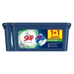 SKIP | Kάψουλες Πλυντηρίου Ρούχων Ultimate Spring Fresh Trio 23 Μεζούρες 1+1 Δώρο