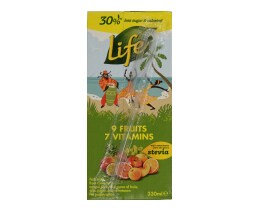 LIFE | Φρουτοποτό 9 Φρούτα 7 Βιταμίνες Στέβια 330ml