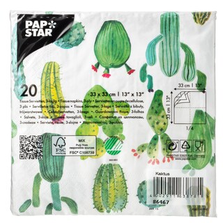 PAPSTAR | Χαρτοπετσέτες Kaktus 33x33cm 108g