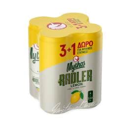 Μπύρα Radler Λεμόνι Κουτί 4x330ml 3+1 Δώρο