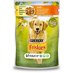 FRISKIES | Σκυλοτροφή Adult Ζελέ Κοτόπουλο Αρακάς 100 gr