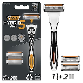 BIC | Σετ Ξυρίσματος Hybrid 5 Flex Λαβή + 2 Ανταλλακτικά 1 Τεμάχιο