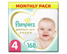 PAMPERS | Πάνες Μωρού Premium Care Νο4 Αποκλειστικά Online 168 Τεμάχια