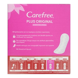 CAREFREE | Σερβιέτες Plus Original 30 + 26 Τεμάχια Δώρο