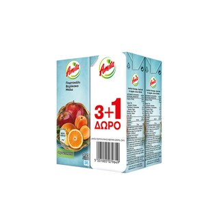 AMITA | Φρουτοποτό Πορτοκάλι Μήλο Βερίκοκο  3+1 ΔΩΡΟ