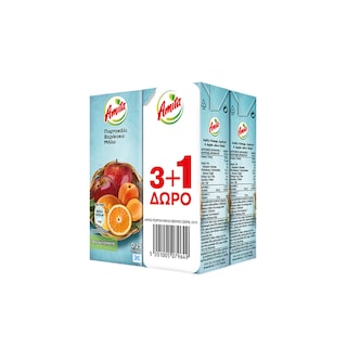 AMITA | Φρουτοποτό Πορτοκάλι Μήλο Βερίκοκο  3+1 ΔΩΡΟ