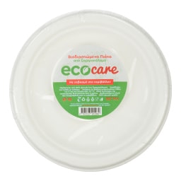 ECOCARE | Πιάτα Βιοδιασπώμενα 18cm Λευκά 10 Τεμάχια