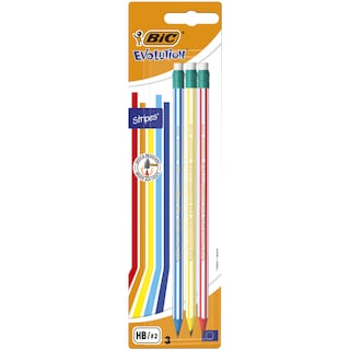 BIC | Μολύβι Evolution Stripes με Γόμα 3 Τεμάχια
