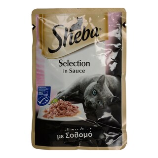 SHEBA | Γατοτροφή Με Σολομό Σε Σάλτσα 85 gr