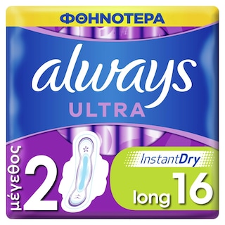 ALWAYS | SANITARY NAPKINS ULTRA LONG PLUS DUO 16 ΤΕΜ 1Ε DISCOUNT