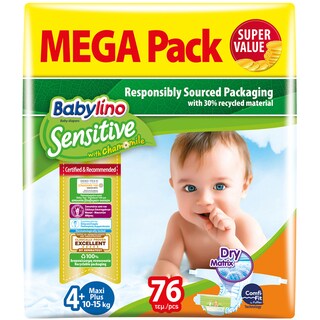 BABYLINO | Πάνες Μωρού Sensitive Χαμομήλι Νο4+ 76 Τεμάχια