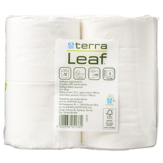 TERRA LEAF | Χαρτί Υγείας 3 Φύλλα 12 Ρολά 1.53kg