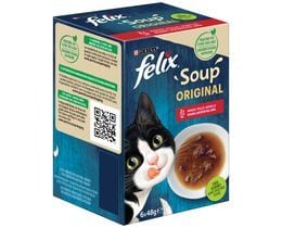 FELIX | Γατοτροφή Soup Original με Βοδινό Κοτόπουλο Αρνί 6x48g