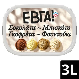 ΕΒΓΑ | Παγωτό Σοκολάτα Μπισκότο Γκοφρέτα Φουντούκι 1.48kg Δώρο 50%