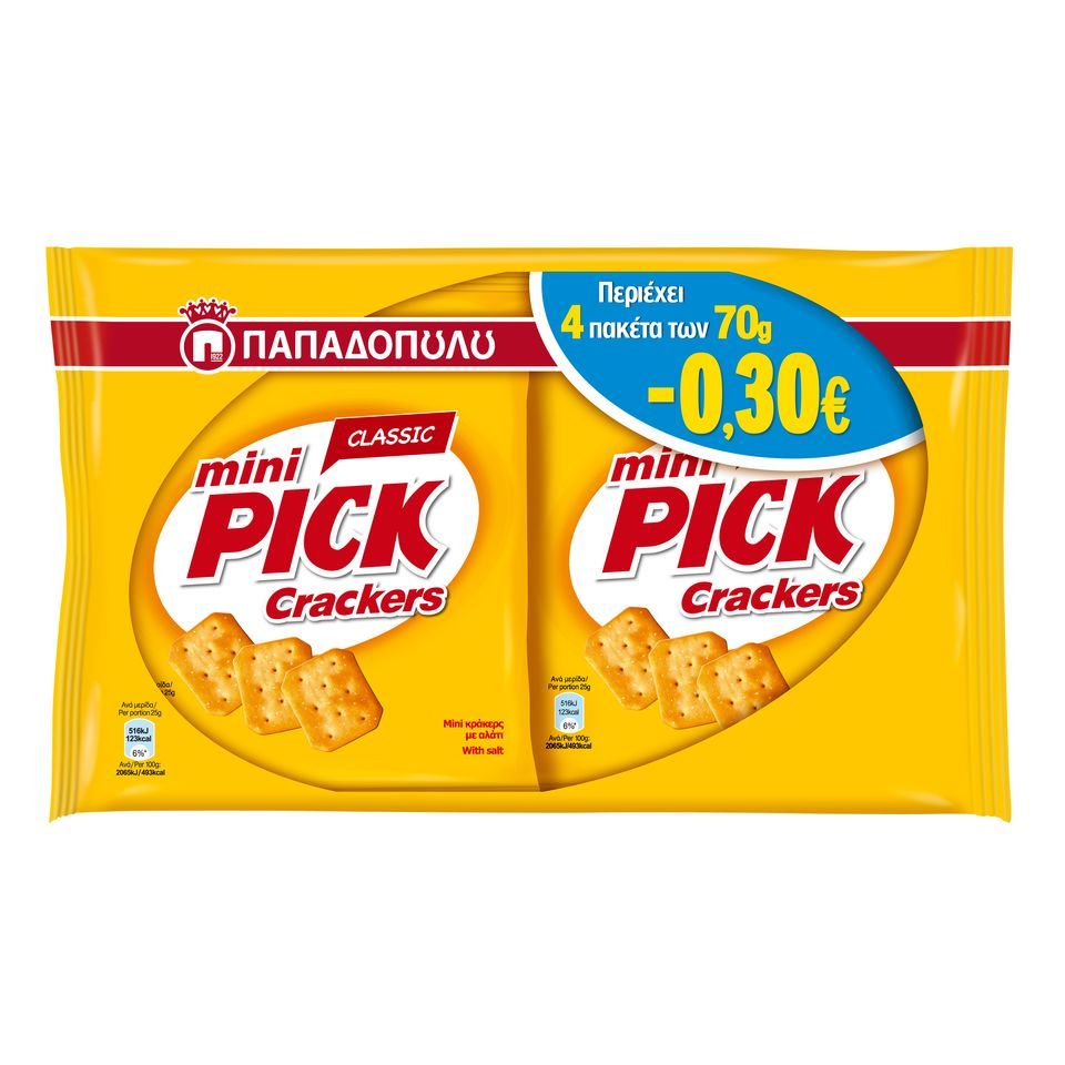 Κράκερς Mini Pick Classic 4x70g Έκπτωση 0.30Ε