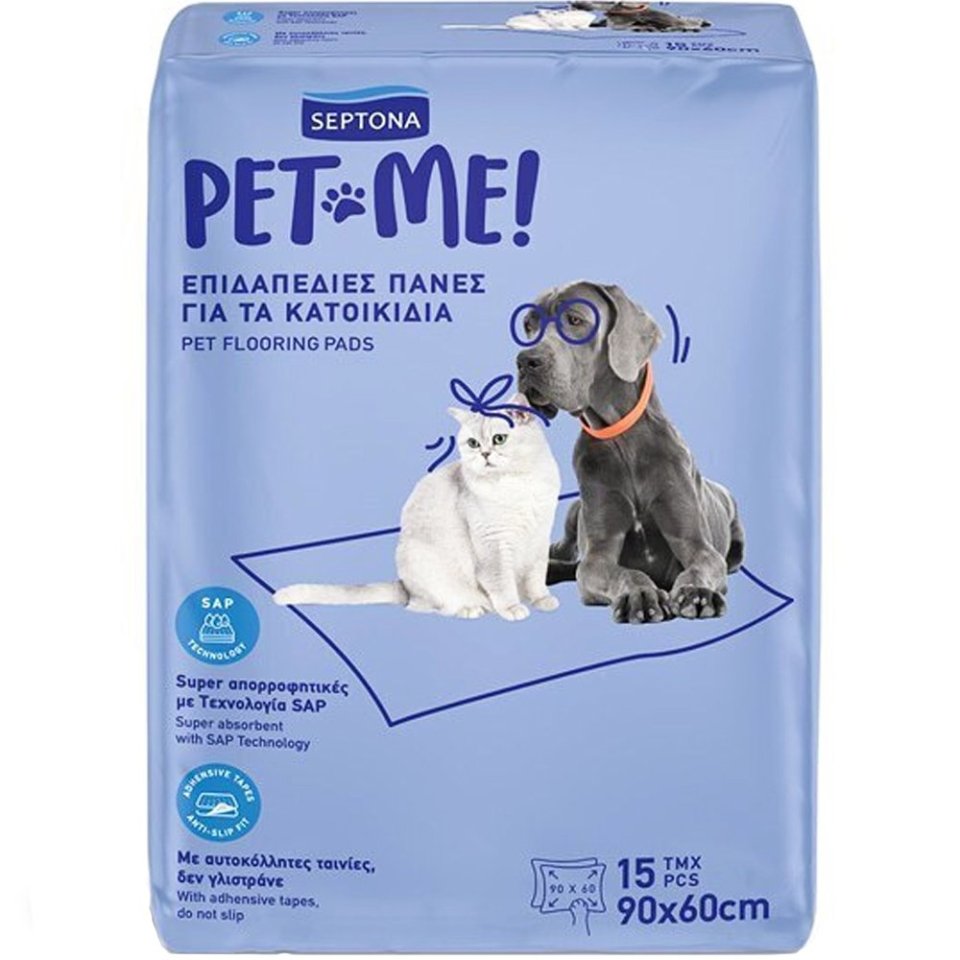 SEPTONA Πάνες Επιδαπέδιες Pet Me για Κατοικίδια 90x60cm 15 Τεμάχια