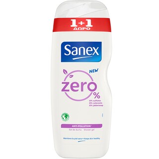 SANEX | Αφρόλουτρο Zero% Anti-Pollution 600ml 1+1 Δώρο