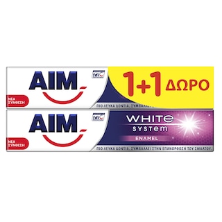 AIM | Οδοντόκρεμα White System Enamel 75ml 1+1 Δώρο