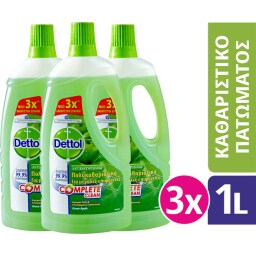 DETTOL | Υγρό Γενικού Καθαρισμού Πράσινο Μήλο Αποκλειστικά Online 3x1lt
