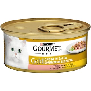 GOURMET | GOLD | Γατοτροφή Σολομός & Κοτόπουλο Κονσέρβα 85gr