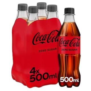 COCA COLA | ZERO | Αναψυκτικό Cola Zero Φιάλη 4x500ml
