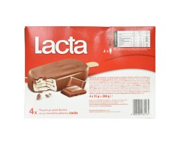 LACTA | Παγωτό Ξυλάκι Βανίλια Σοκολάτα Γάλακτος 4x72g