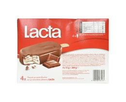 LACTA | Παγωτό Ξυλάκι Βανίλια Σοκολάτα Γάλακτος 4x72g