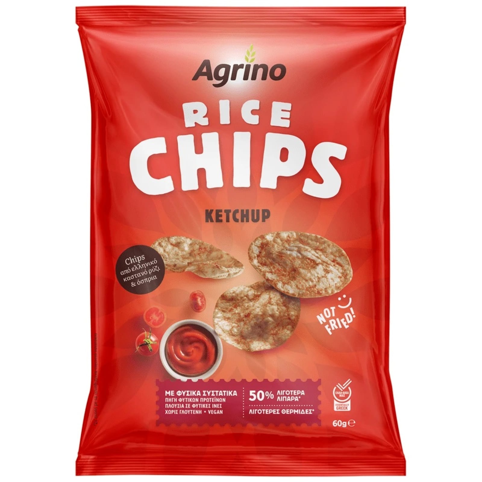 AGRINO Τσιπς Ρυζιού Ketchup 60g