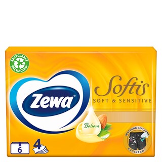 ZEWA | Χαρτομάντηλα Τσέπης Soft & Sensitive Balsam 4 Φύλλα 134g