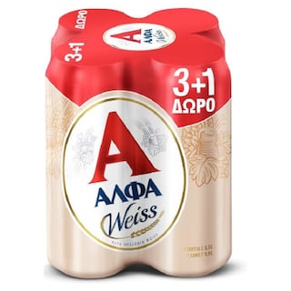 ΑΛΦΑ | ΜΠΙΡΑ ΑΛΦΑ WEISS K/T  4X500ML (3+1 ΔΩΡΟ)