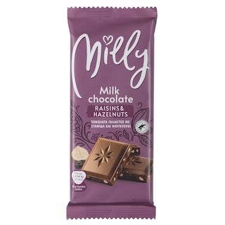 MILLY | Σοκολάτα Γάλακτος με Σταφίδα και Φουντούκι 100g