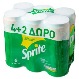 SPRITE | Αναψυκτικό Γκαζόζα Lemon Lime Κουτί 6 X 330ml 4+2 Δώρο