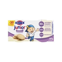 JUNIOR | Παιδικό Γιαούρτι Μπισκότο 2x140g Έκπτωση 0.30E
