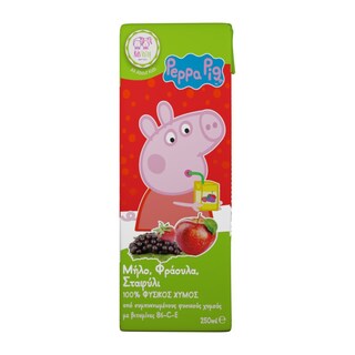 KIDS VALLEY | Φυσικός Χυμός Peppa Pig Μήλο Φράουλα Σταφύλι 250ml
