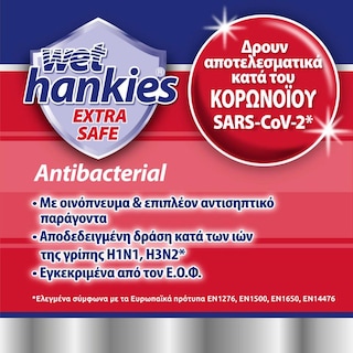 WET HANKIES | Αντιβακτηριδιακά Μαντηλάκια Extra Safe 12 Τεμάχια