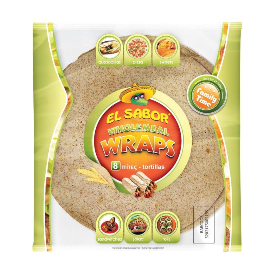 EL SABOR Πίτες Tortillas Wraps Ολικής Άλεσης 320g