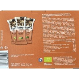 SESAMIS | Μπάρα Φουντουκιού Bio με Κακάο και Σταφίδα 3x34g