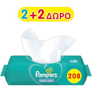 PAMPERS | Μωρομάντηλα Fresh Clean 52 Τεμάχια 2+2 Δώρο