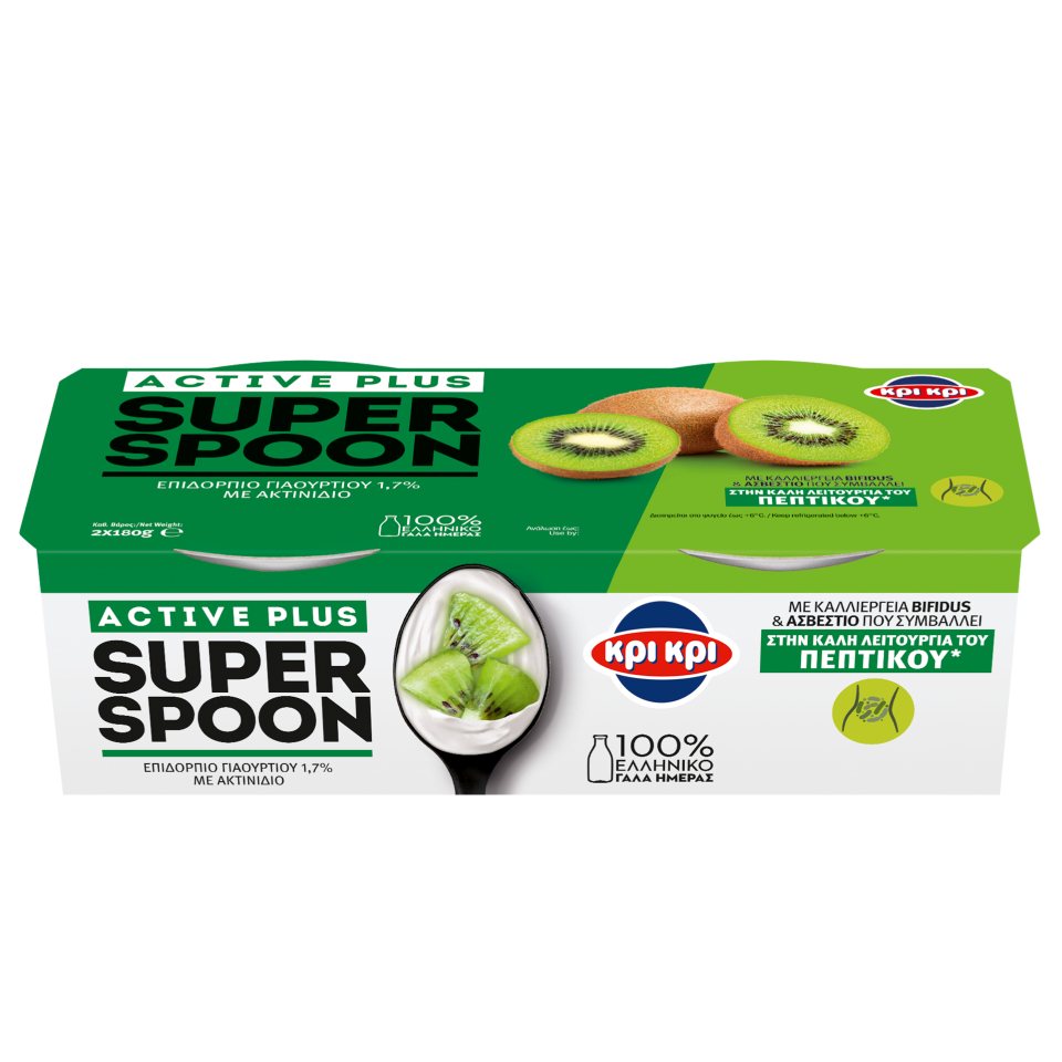 Super Spoon Active Plus Επιδόρπιο Γιαουρτιού Ακτινίδιο 2x180g