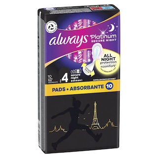 ALWAYS | Sanitary Pads Platinum Ultra Secure Night 10 Pieces