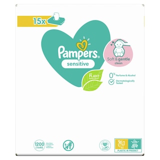 PAMPERS | Μωρομάντηλα Sensitive Αποκλειστικά Online 15x80 Τεμάχια