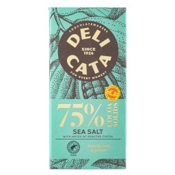 DELICATA | Μαύρη Σοκολάτα 75% Κακάο & Θαλασσινό Αλάτι 100g
