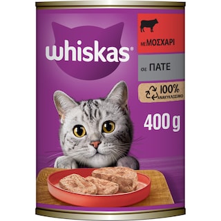 WHISKAS | Γατοτροφή Σε Κονσέρβα Μοσχάρι Πατέ 400 gr