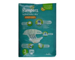 PAMPERS | ACTIVE BABY DRY | PAMPERS ACT.BABY DRY N3 20T CP 5 - 9 KGR No 3 20 PC