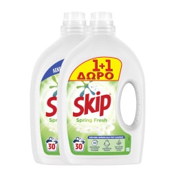 SKIP | Υγρό Απορρυπαντικό Πλυντηρίου Ρούχων Spring Fresh 30 Μεζούρες 1+1 Δώρο