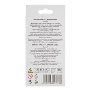 - | Κερί Γενεθλίων Νο1 1 Τεμάχιο