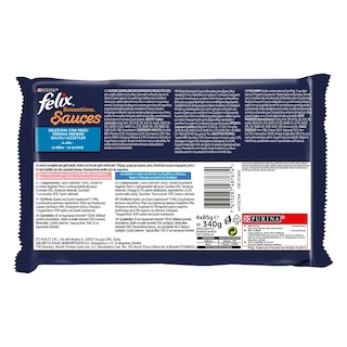 FELIX | Γατοτροφή Sensations Sauces Σολομός και Σαρδέλα 4x85g